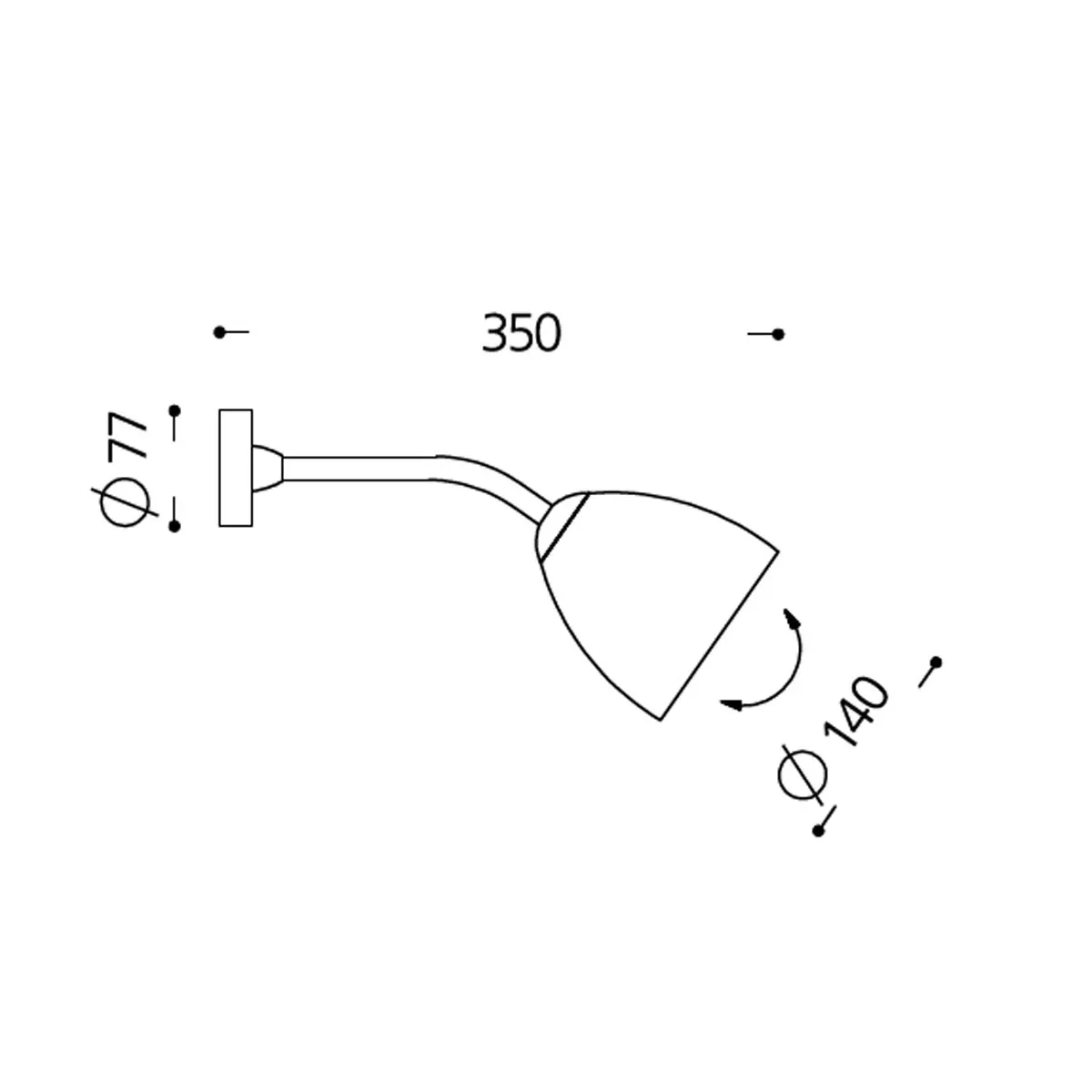 Wandleuchte Schwarz / Chrom, T: 35 cm