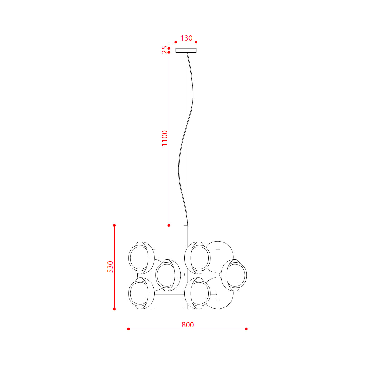Muse 554.13 Pendelleuchte 13-flammig Ø: 80 cm, Schwarz & Messing Muse 554.13 Pendelleuchte 13-flammig Ø: 80 cm, Schwarz & Kupfer