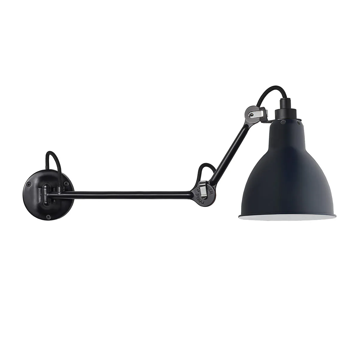 Lampe Gras N° 204 L40 Wandleuchte Schwarz, Schirm Blau in Schwarz Blau – modernes Design des Herstellers DCW Editions geeignet für den Eingangsbereich Spezial Angebot Pack Duo Lampe Gras N° 204 L40 Wandleuchte Schwarz, Schirm Blau mit Schalter in Schwarz Blau – stilvolle Designerleuchte aus dem Hause DCW Editions für den Flur