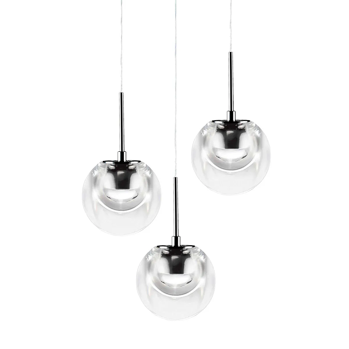 Dew Pendelleuchte, Ø: 25 cm, Chrom, 3-flammig Dew Pendelleuchte, Ø: 25 cm, Messing, 3-flammig