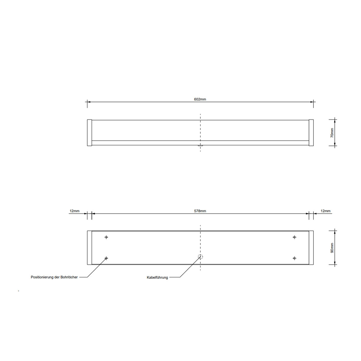 Decor Walther Manhattan 60 N LED Wandleuchte Badezimmer, Schwarz matt, H: 60 cm – technische Details & Abmessungen