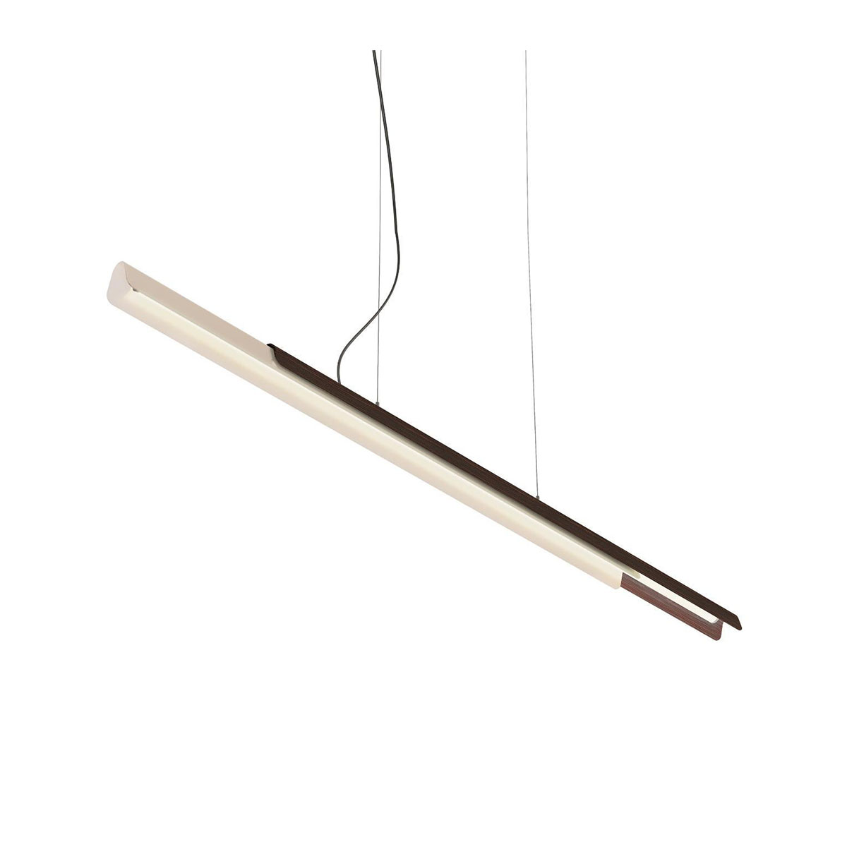Dala Linear Pendelleuchte, L: 150 cm, Beige & Holz, Extra-Warmweiß 2700K