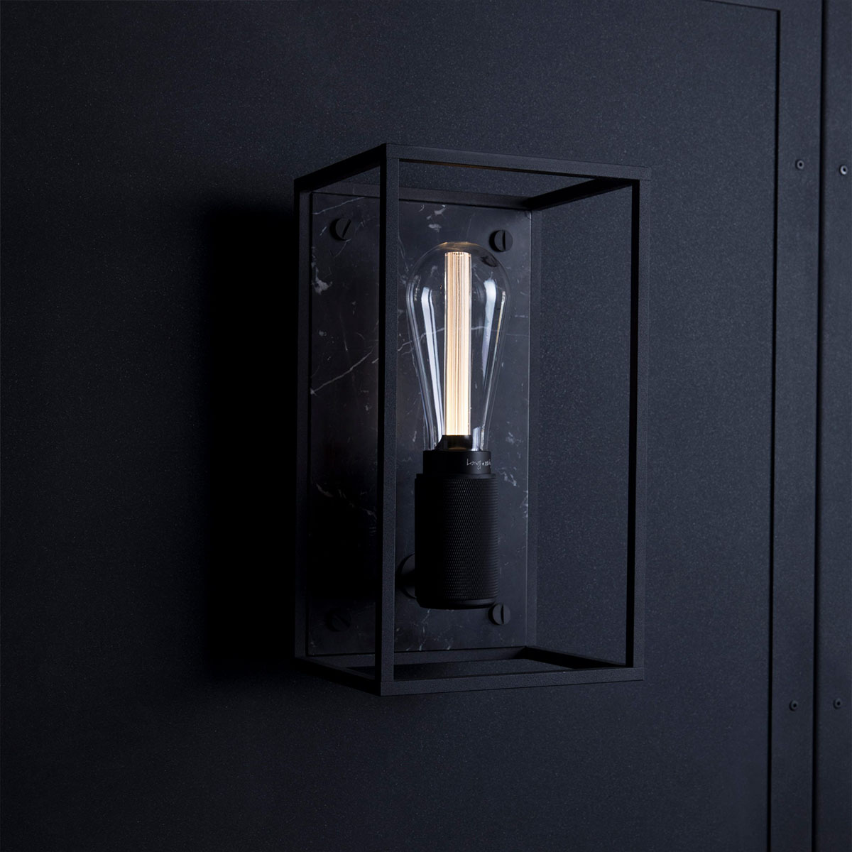 Caged Wall Light Medium, Black Marble Caged Wall Light Medium, Black Marble