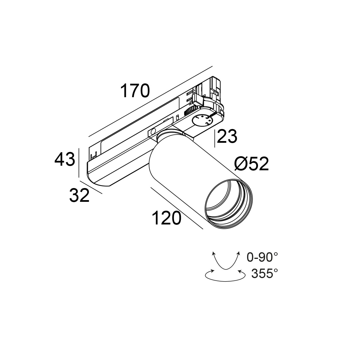 Spy 52 92745 ADM B 3-Phasen Schienenstrahler, 2700K, Schwarz - Ausstellungsstück