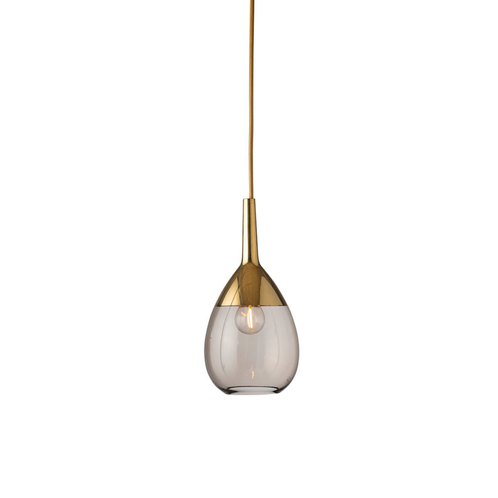 Lute Pendelleuchte S Ø 14 cm, Chestnut Brown, Gold