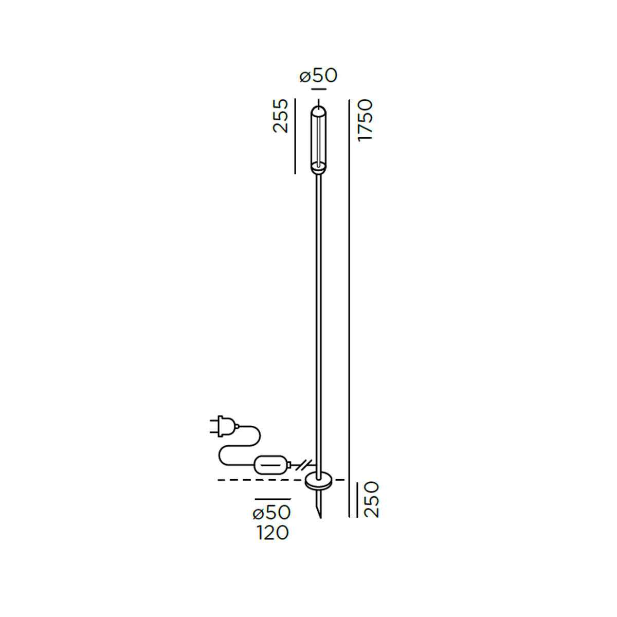 reed L Erdspieﬂleuchte, H: 175 cm