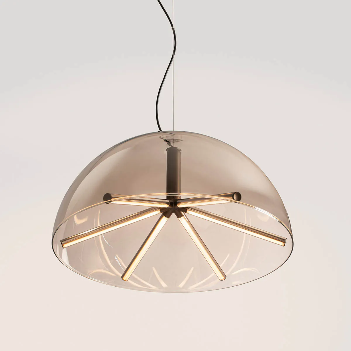 Runa Pendelleuchte, Bronze Rauchglas, Ø: 45 cm, Extra-Warmweiß 2700K, 0-10V