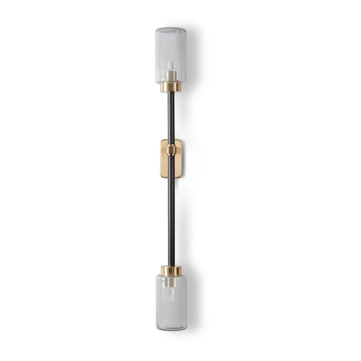 Luxusleuchten aus Großbritannien: Bert Frank Farol Wandleuchte, H: 60 cm, 2-flammig, Rauchglas, poliertes Messing und Glas, Designerleuchte aus England, gleichmäßige Beleuchtung, Farol-Serie mit mediterraner Eleganz