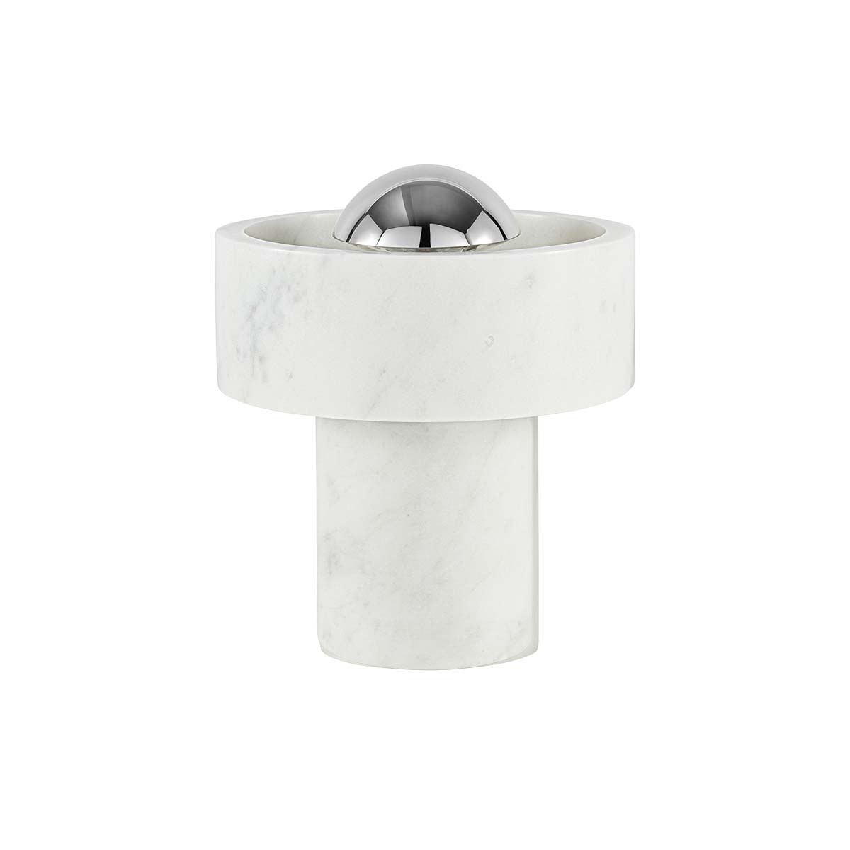 Tom Dixon Stone Portable Akku LED Tischleuchte, H: 19 cm, Silber