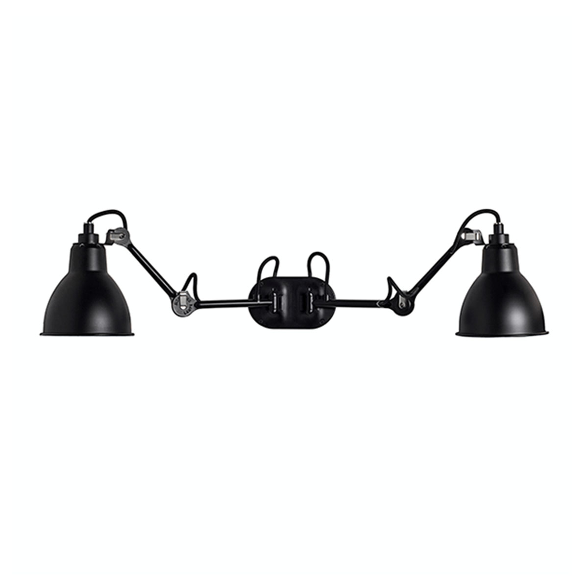 Lampe Gras N° 204 Double Wandleuchte Schwarz, Schirm Schwarz – zeitlose Designerleuchte des Herstellers DCW Editions für den Flur