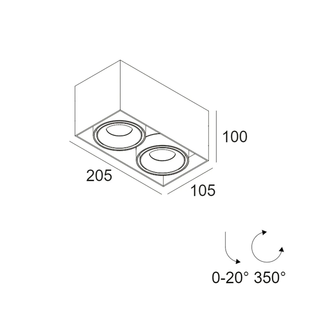 MINIGRID ON 250 SOFT 93045 DIM8 Aufbaustrahler, L: 20,5 cm, B: 10,5 cm, dim to warm 3000K – 1800K, Weiß & Schwarz