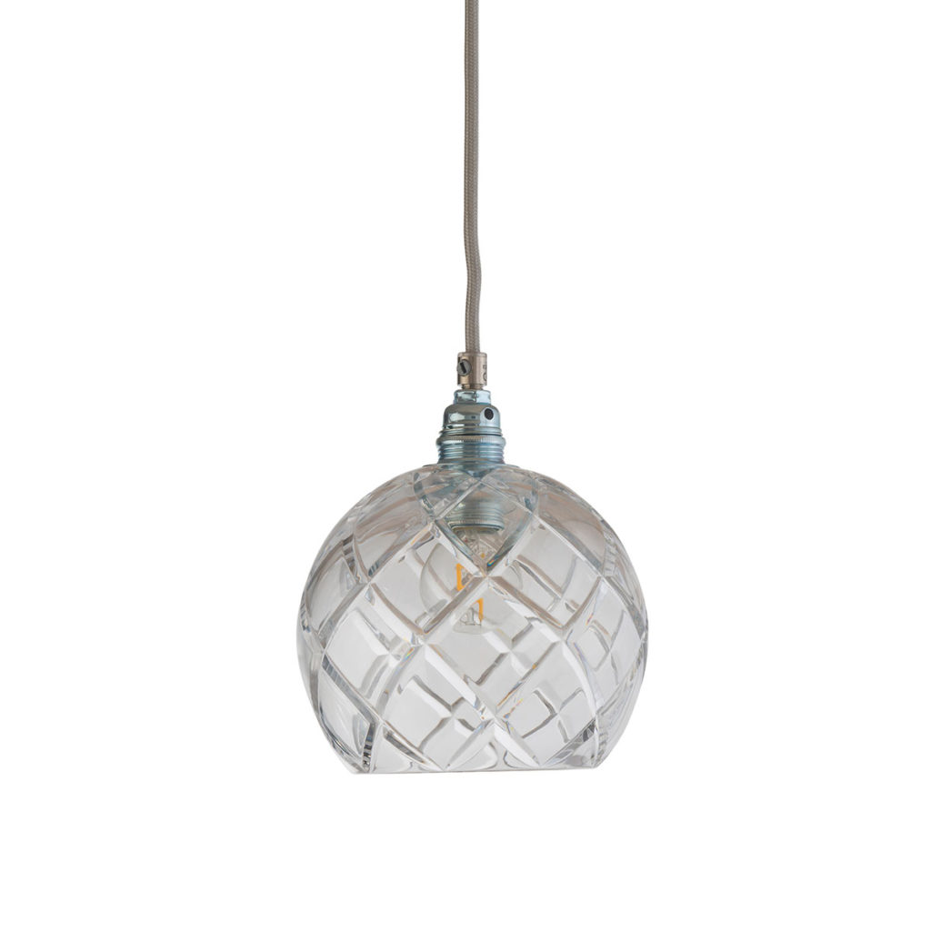 Ebb & Flow Rowan Pendelleuchte Crystal S Ø 15,5 cm Rowan Pendelleuchte Crystal S Ø 15,5 cm, Silber, Large Check Silber Pendelleuchten – Ambiente Beleuchtung, stimmungsvolles Licht für Wohnzimmer