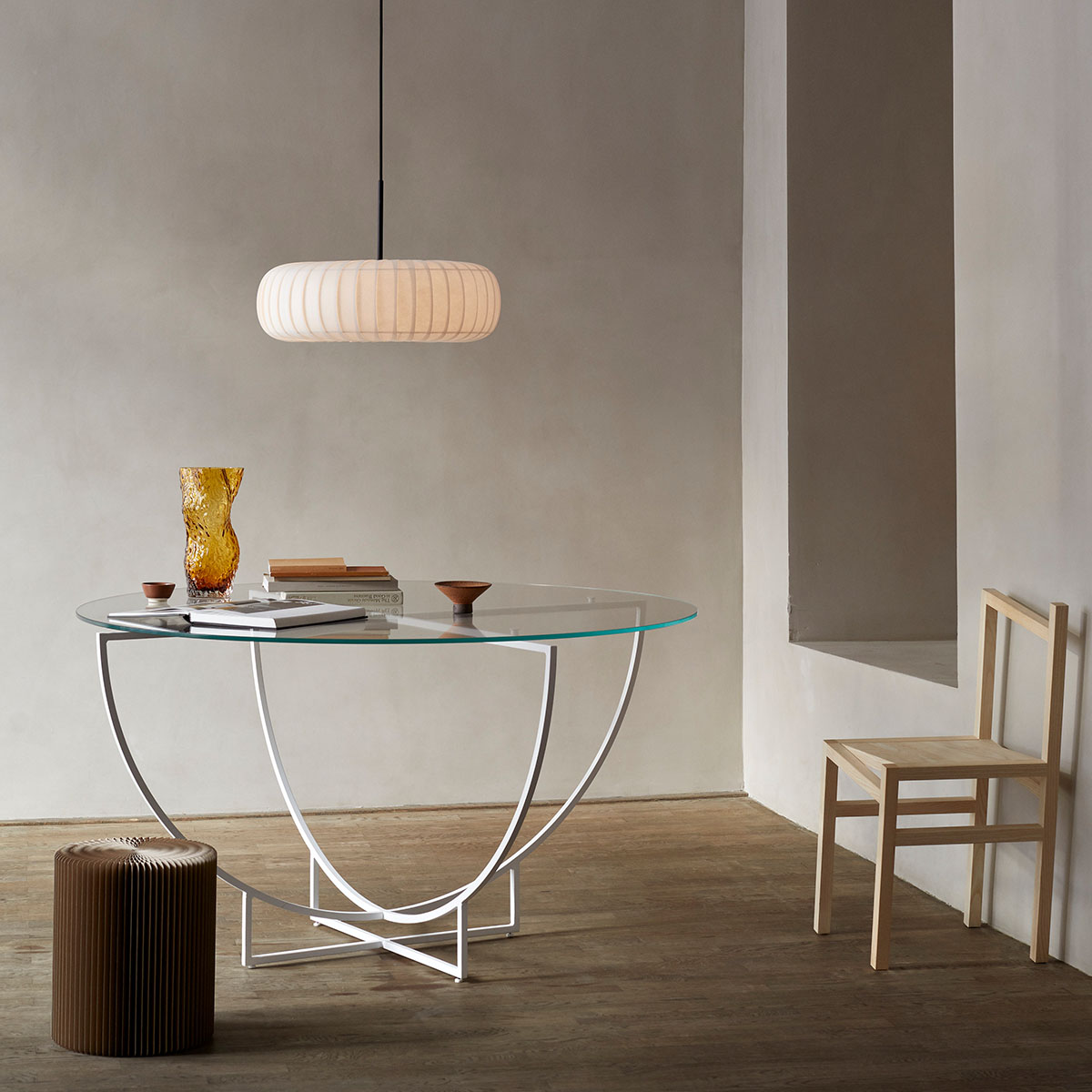 TR36 Pendelleuchte, PC / Vliesstof, Ø: 54 cm, H: 18 cm