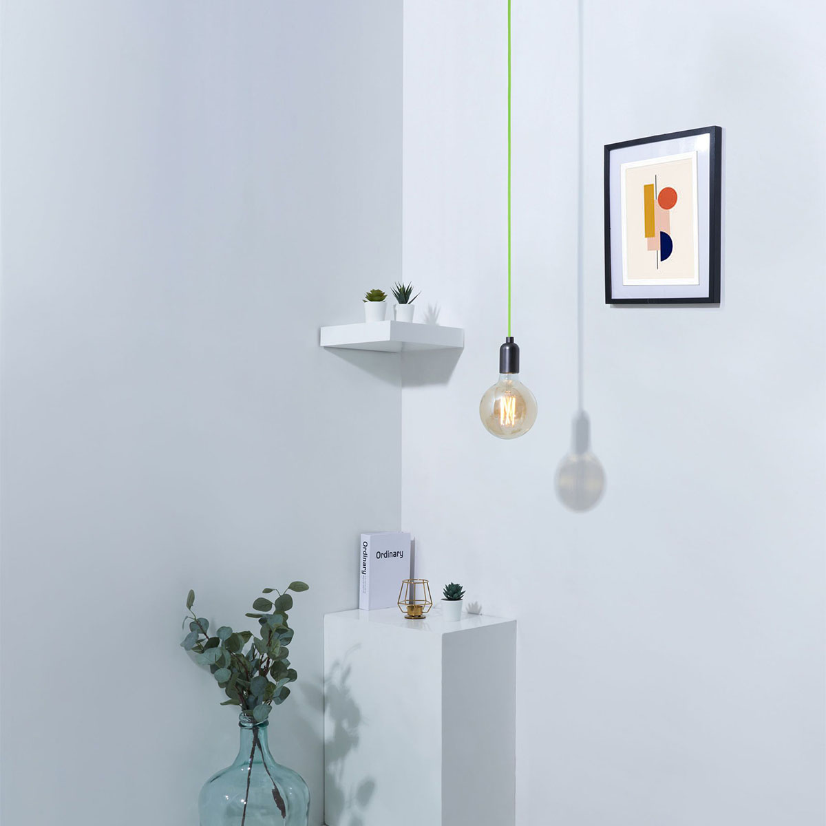 Textilkabel für Lampe, 2 Meter Stoffkabel 2-adrig (2 x 0,75mm²), Gelb
