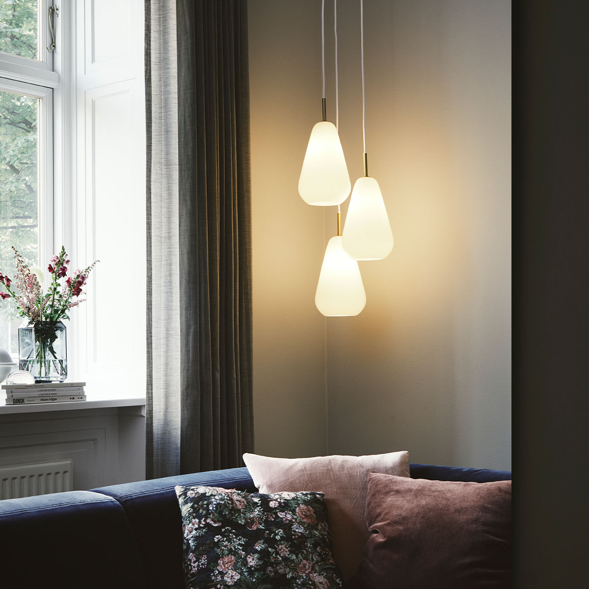 Anoli 3 Pendelleuchte, Ø: 35,5 cm, Opalglas