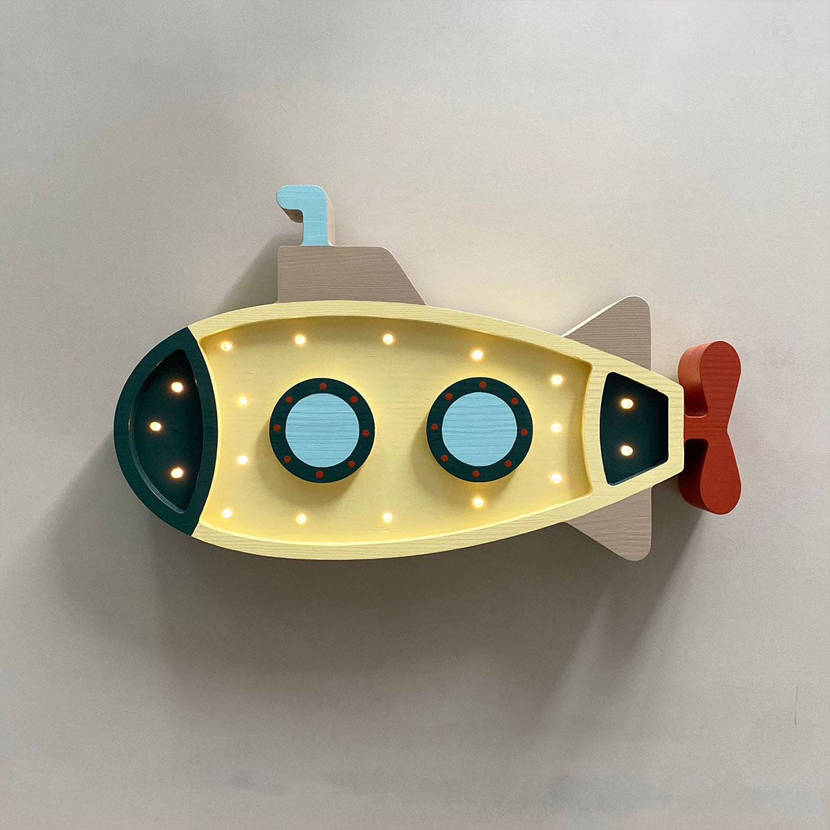 LED Kinderleuchte U-Boot aus Holz, gelb, handgemacht LED Kinderleuchte U-Boot aus Holz, gelb, handgemacht