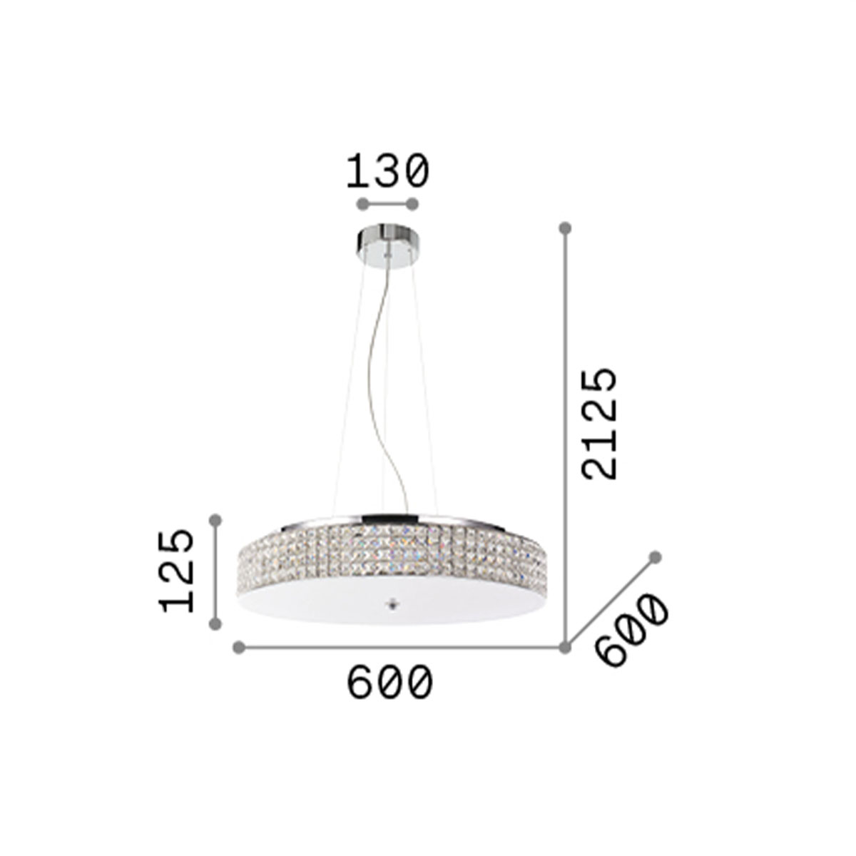 Roma SP12 Pendelleuchte Chrom Kristallglas, Ø: 60 cm