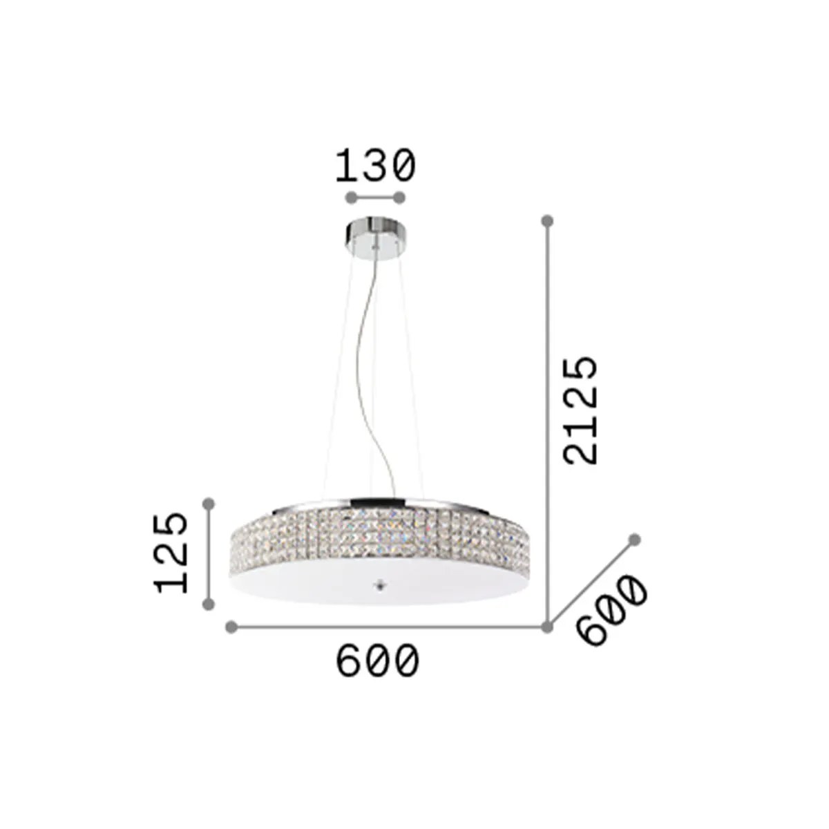 Roma SP12 Pendelleuchte Chrom Kristallglas, Ø: 60 cm