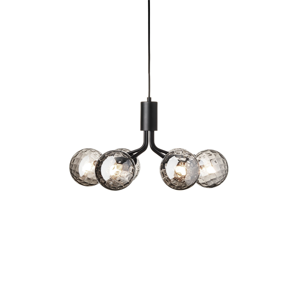 Apiales 6 Pendelleuchte, Ø: 50 cm, Schwarz satiniert & Rauchglas