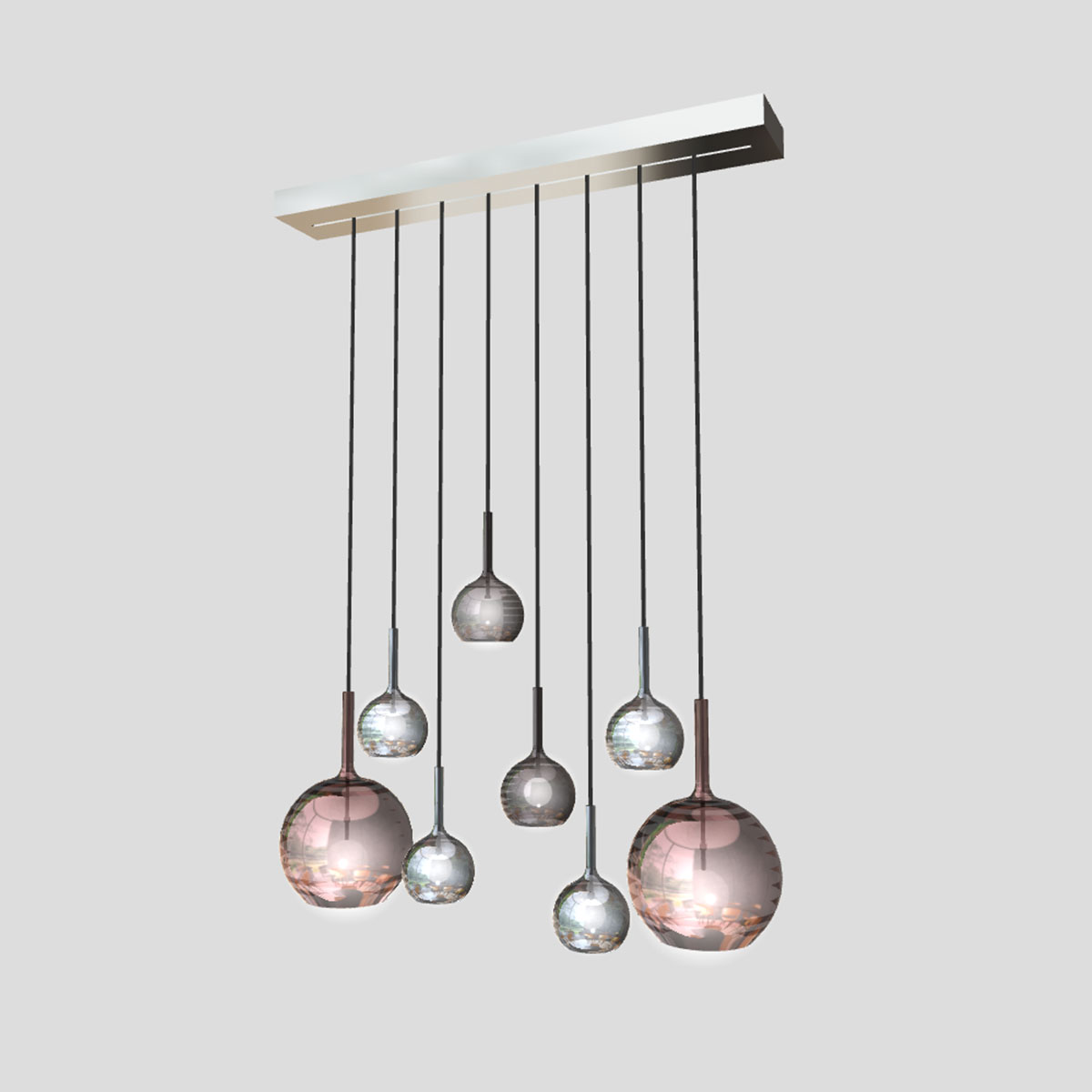 Penta Lampen Baldachin für Glo, Lit, Mom max. 8-fach rechteckig 92 x 16 x 5 cm, Titanium