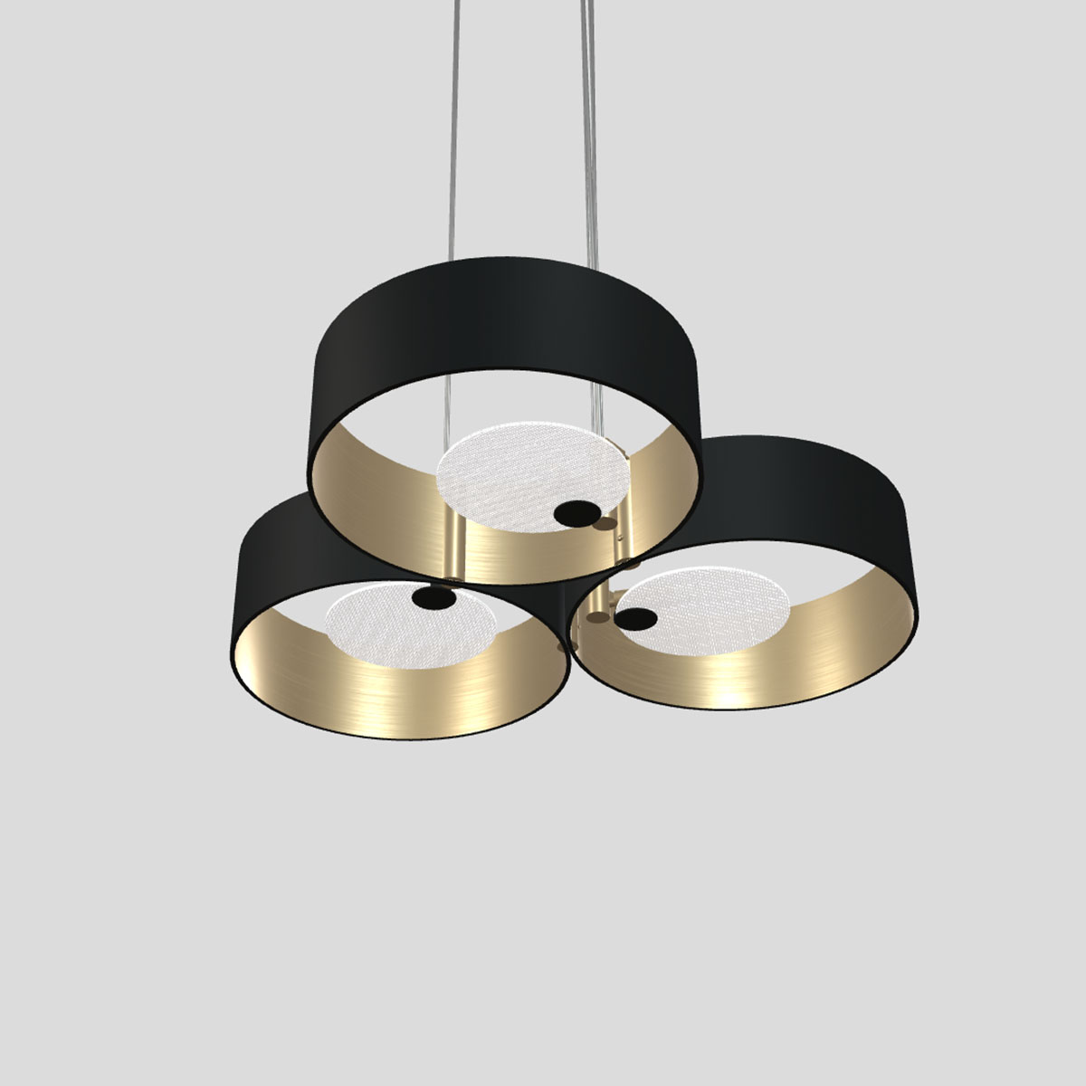 Sound OR3 Pendelleuchte, L: 60 cm, B: 56 cm, 3-flammig, Messing gebürstet & Schwarz matt, LED-Modul