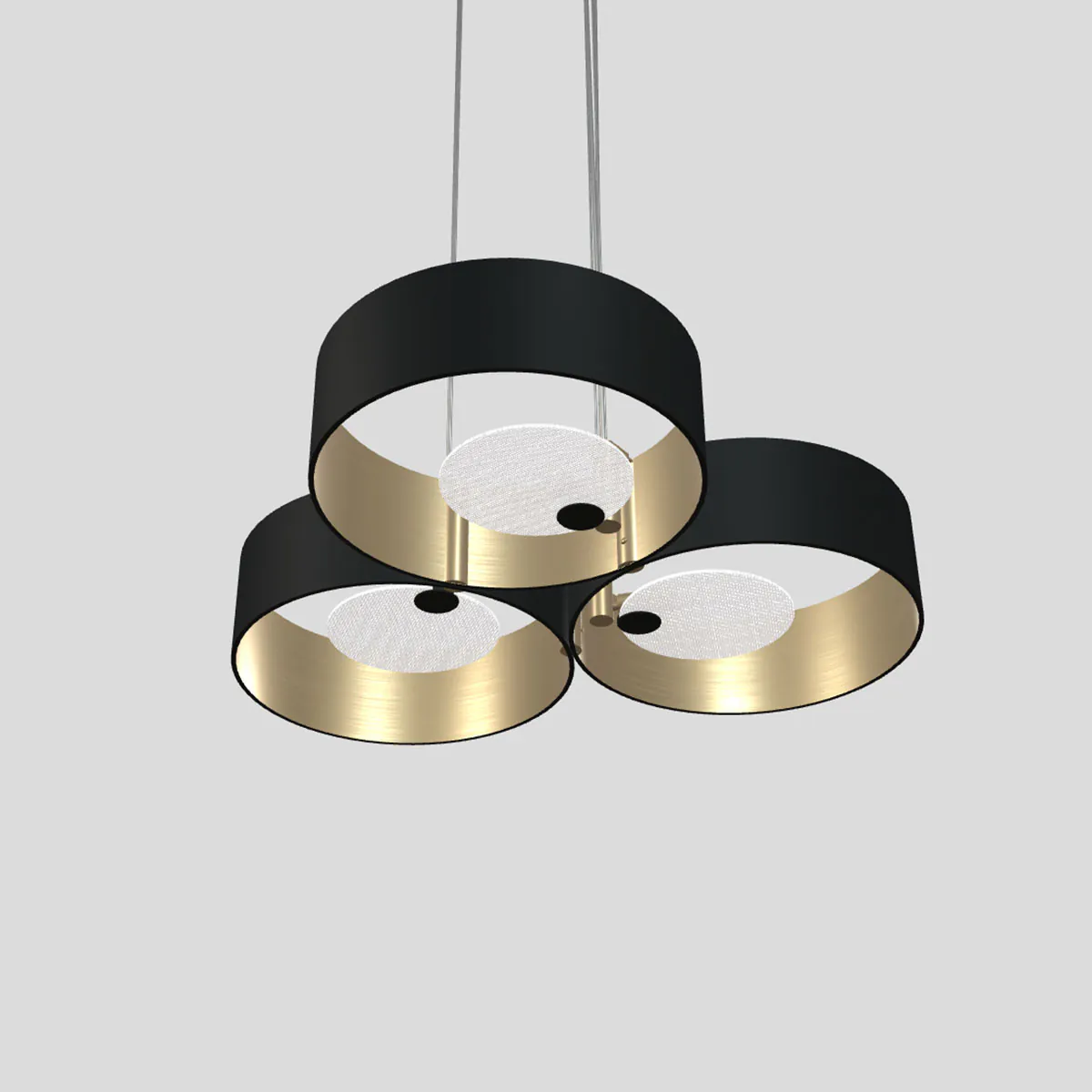 Sound OR3 Pendelleuchte, L: 60 cm, B: 56 cm, 3-flammig, Messing gebürstet & Schwarz matt, LED-Modul