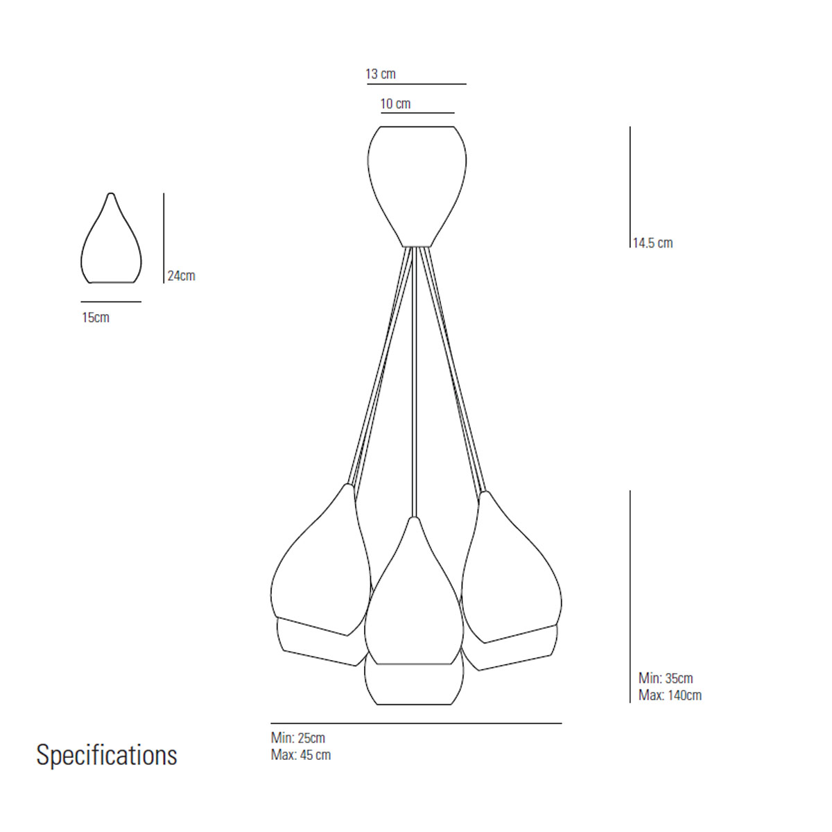 Drop One Grouping of Six Pendelleuchte, max Ø: 45 cm, Weiß matt 6-flammig Drop One Grouping of Six Pendelleuchte, max Ø: 45 cm, Weiß glänzend 6-flammig