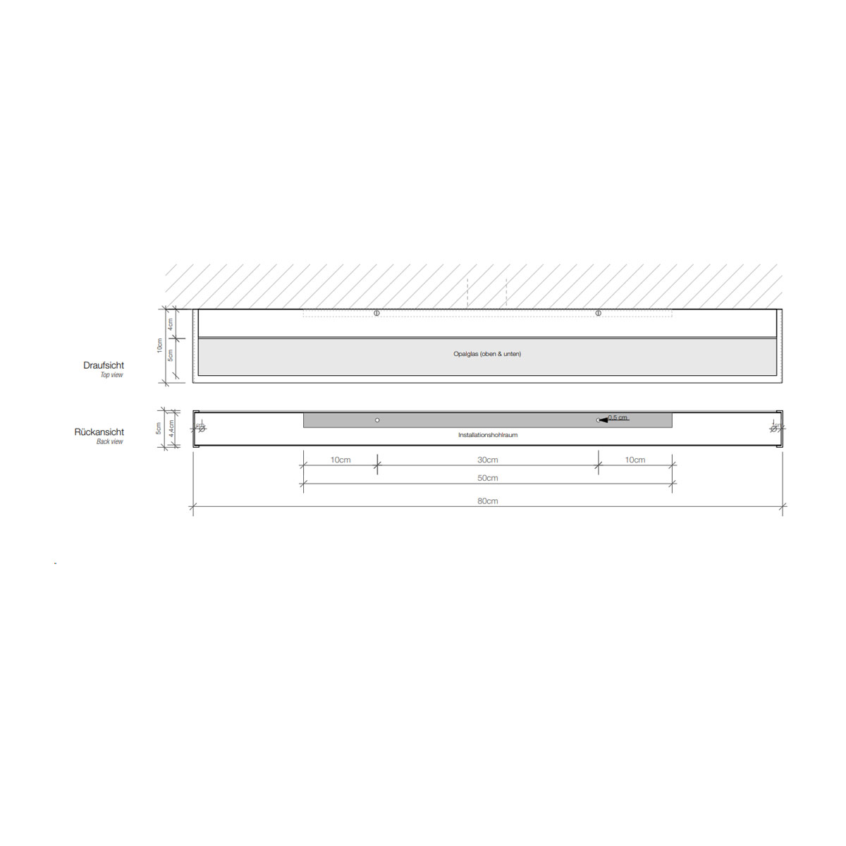 Box 80 N LED Wandleuchte Bad, Nickel satiniert, B: 80 cm, Extra-Warmweiß 2700K