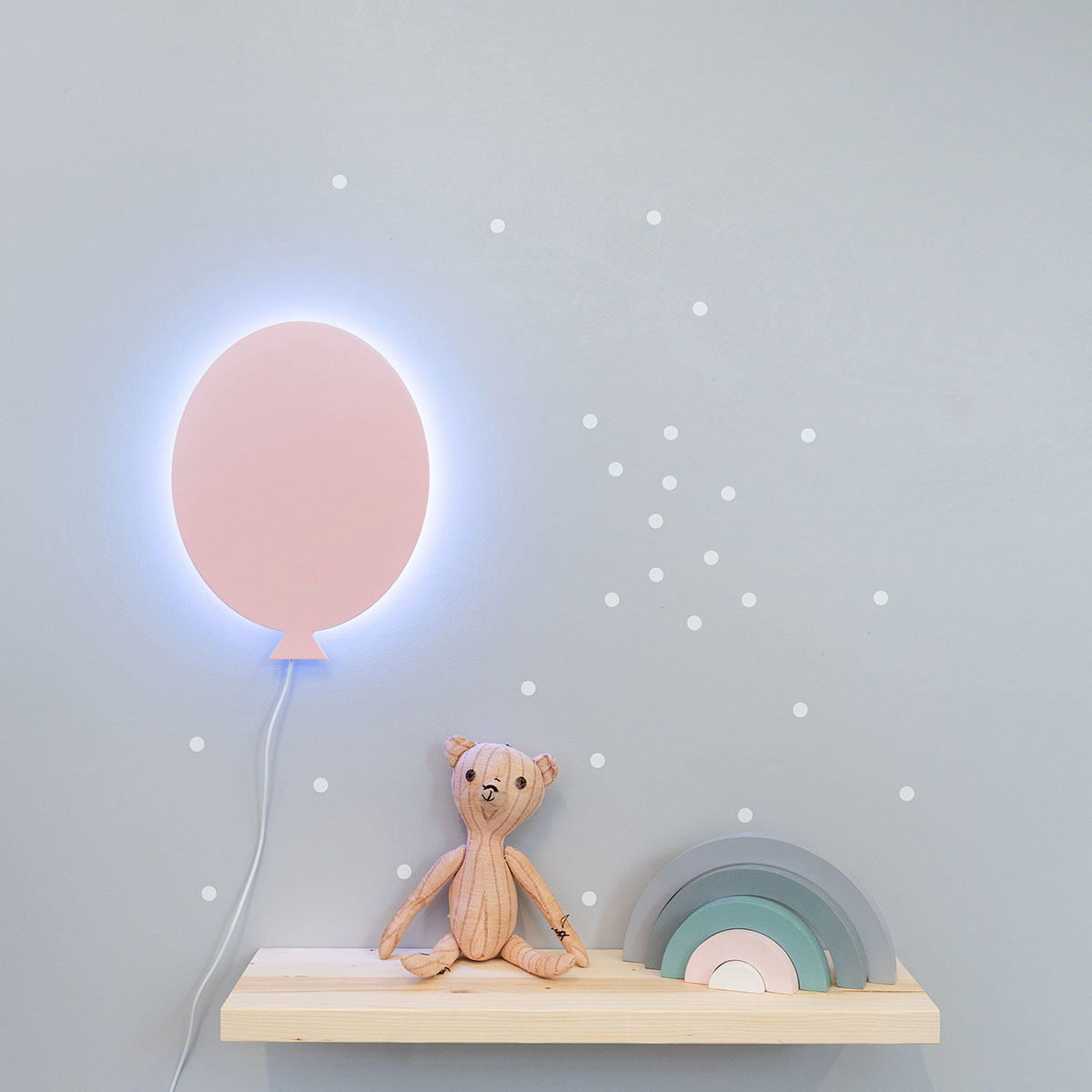 LED Lampe Kinderzimmer Luftballon mit Farbwechsel, handgemacht aus Holz, Rosa