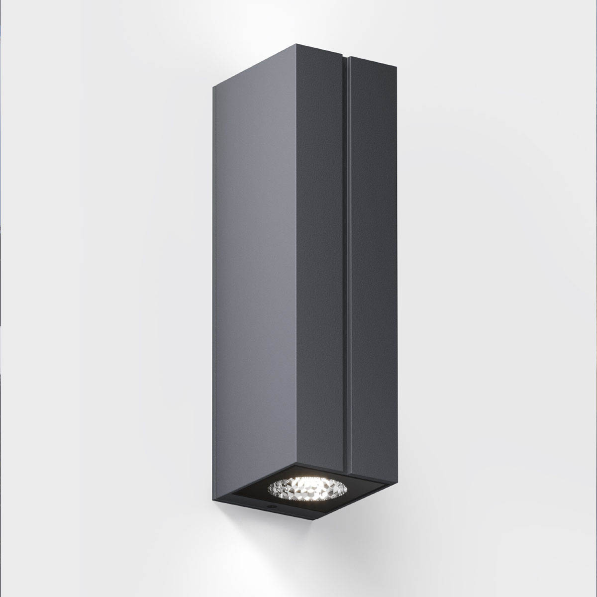 Rechteckige Wandleuchte für außen in der Farbe anthrazit