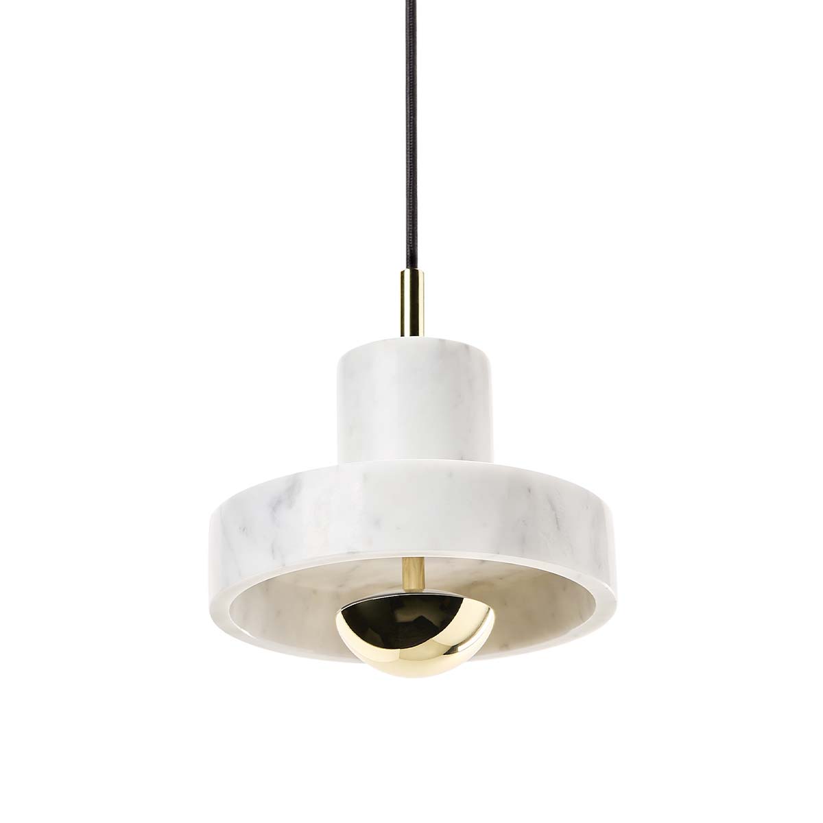 Tom Dixon Stone LED Pendelleuchte, Ø: 18 cm, H: 14 cm, Gold