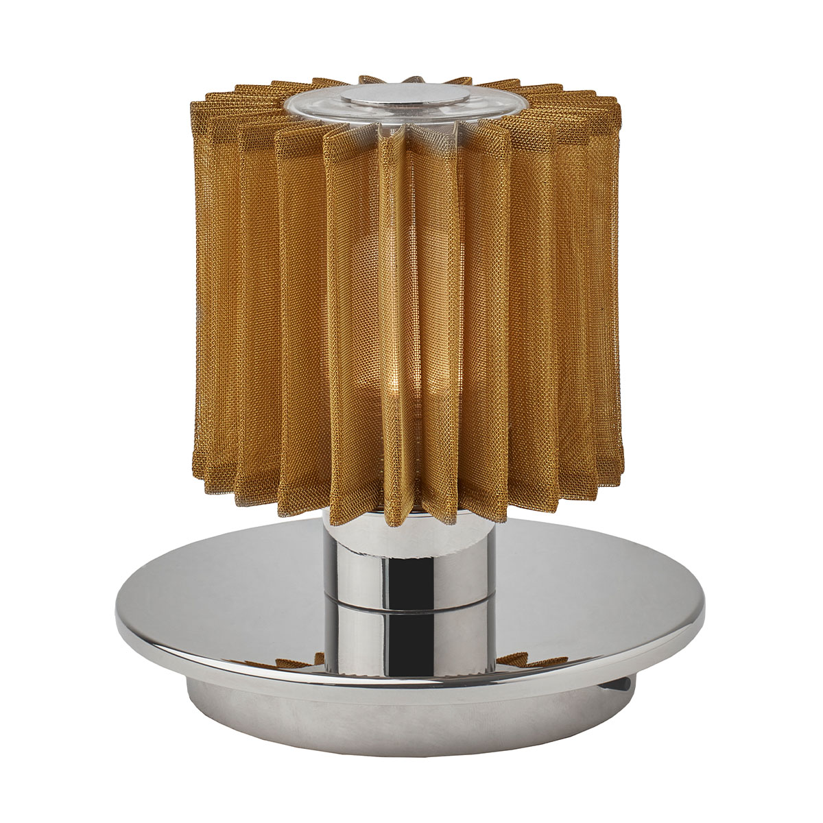 In The Sun 130 Akku Tischleuchte, Ø: 13 cm Silber, Netz Gold in Gold Silber – zeitlose Designerleuchte von DCW Editions für den Nachttisch