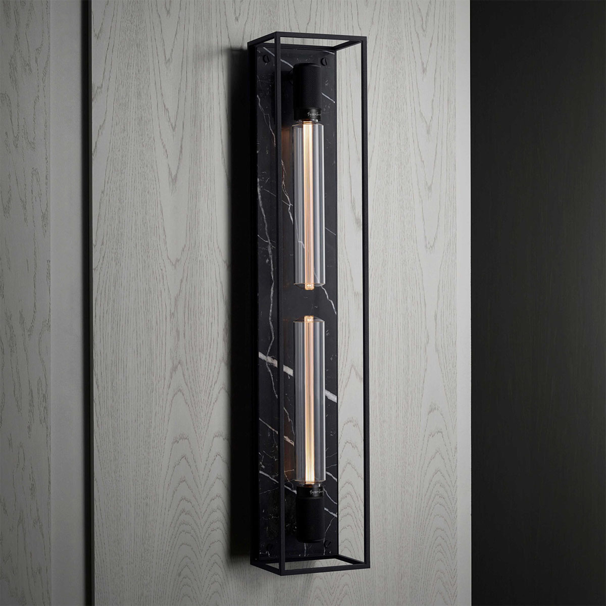 Caged Wall Light X.Large, Black Marble Caged Wall Light X.Large, Black Marble