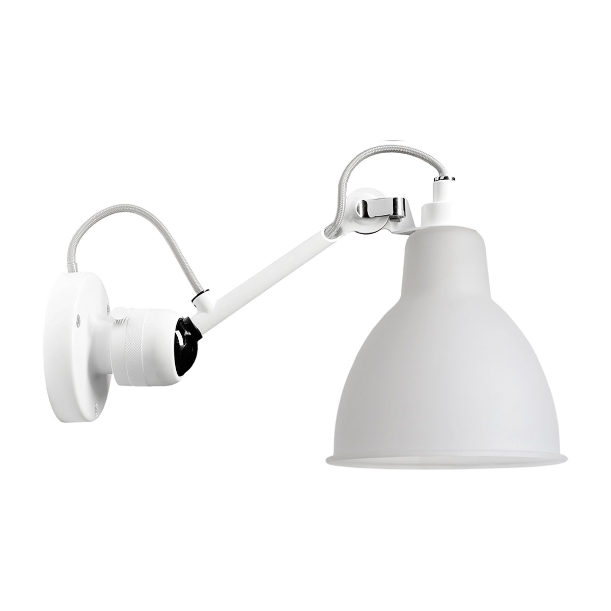 Lampe Gras N° 304 Wandleuchte, T: 15 cm Schirm Polycarbonat Weiß Rund – hochwertige Designerleuchte aus dem Hause DCW Editions ideal im Schlafzimmer