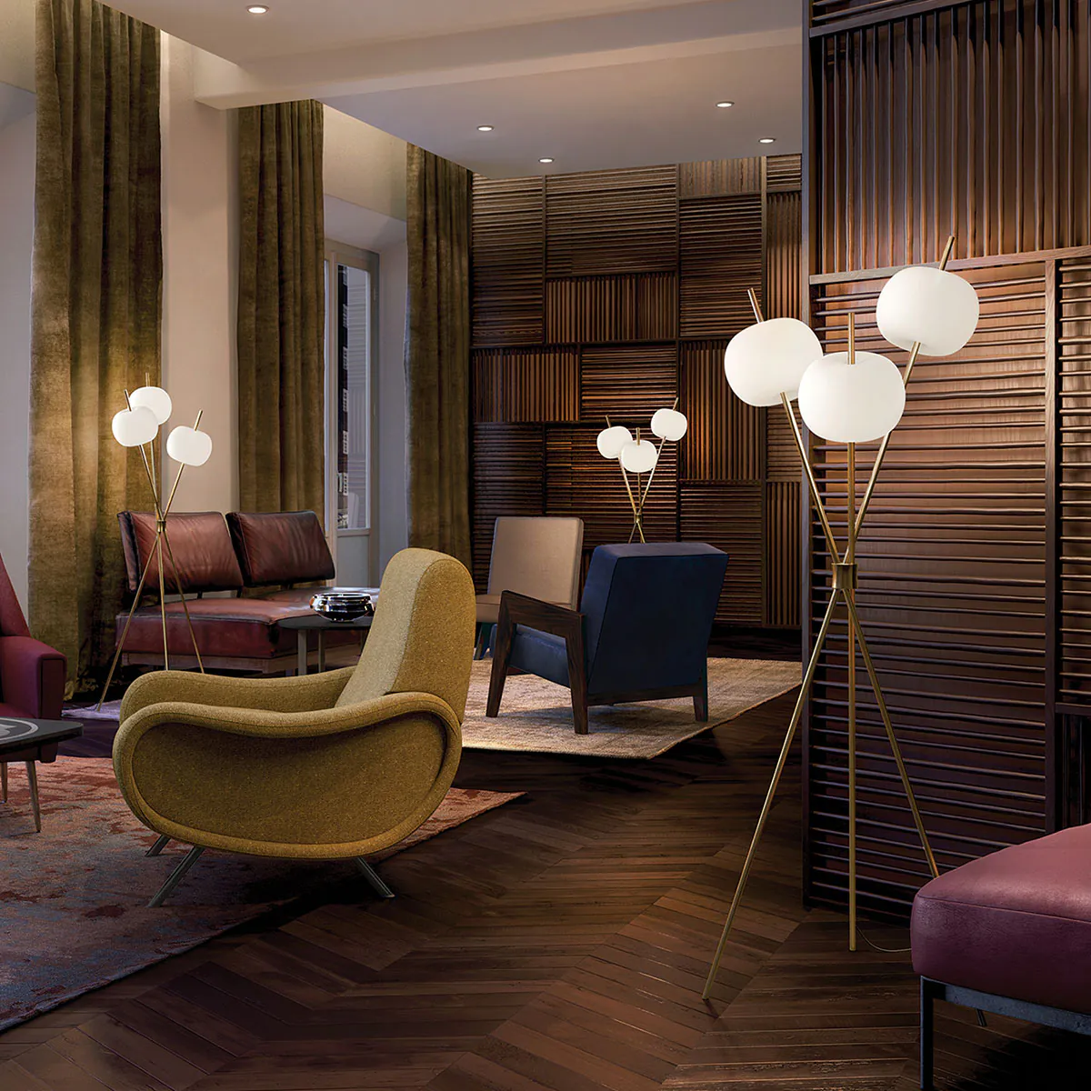 Kushi Floor Stehleuchte, 140 cm, Kupfer