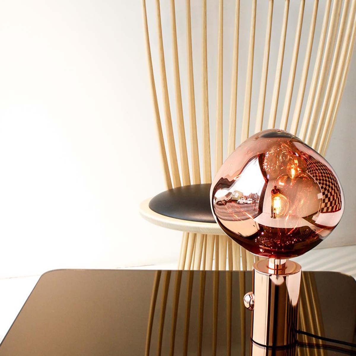 Tom Dixon Melt Tischleuchte, Ø: 28 cm, H: 43,1 cm, Kupfer
