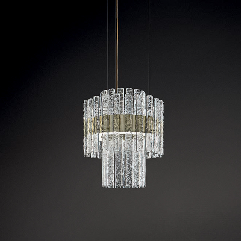 Masiero Vegas S RD60 DB Pendelleuchte Pendelleuchten - elegantes Designerlicht aus Glas und Metall, Farbe Transparent