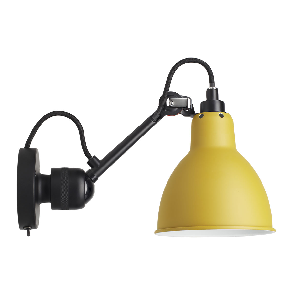 DCW Editions Lampe Gras N° 304 SW Wandleuchte, T: 15 cm Schwarz, Schirm Gelb Rund Schwarz Modern – hochwertige Wandleuchte für Flur