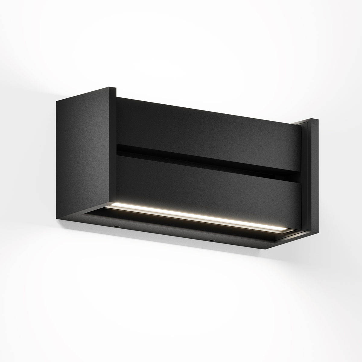 Rechteckige Wandleuchte für außen in der Farbe schwarz