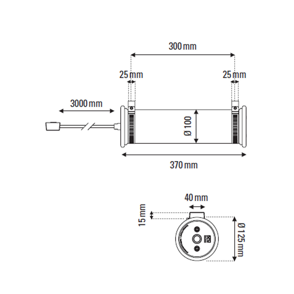 Technische Zeichnung DCW Editions In The Tube Pendant Vertical 100-350 Pendelleuchte, Gold & Silber, L: 37 cm