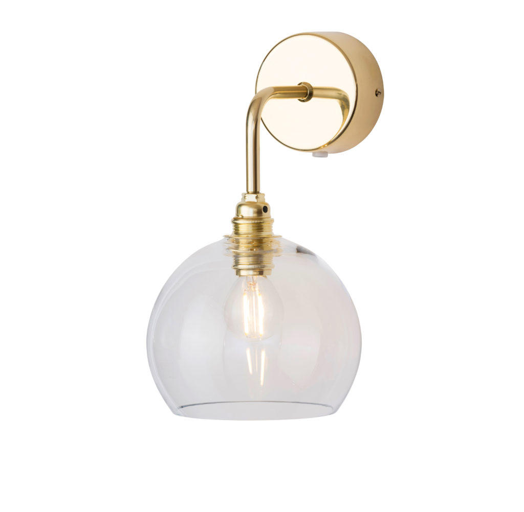 Ebb & Flow Rowan Wandleuchte S Ø 15,5 cm Rowan Wandleuchte S Ø 15,5 cm, Clear, Gold Clear Wandleuchten – Designleuchte, stromsparend für Wohnzimmer