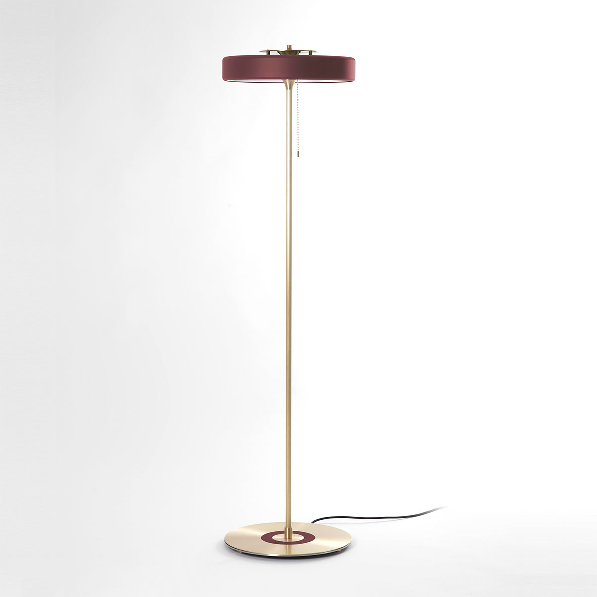 Revolve Stem Stehleuchte, H: 130 cm, Rot, Messing gebürstet