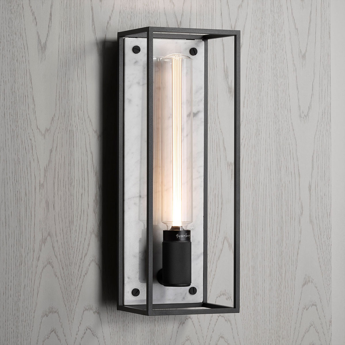 Caged Wall Light Large, White Marble Caged Wall Light Large, White Marble
