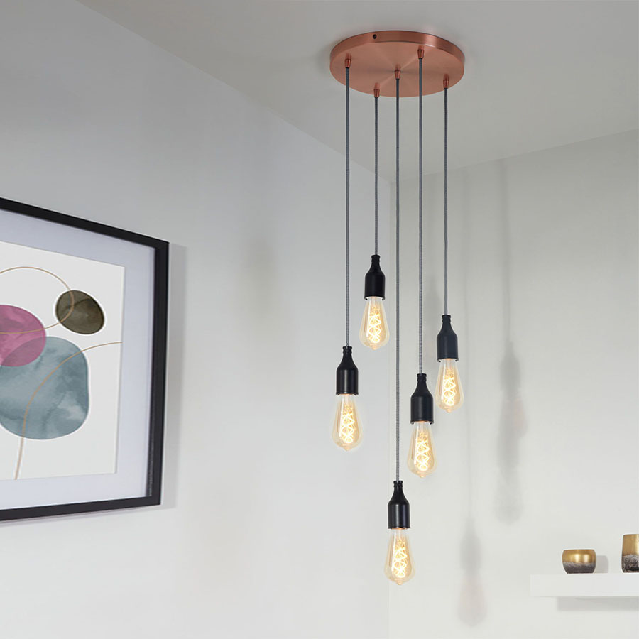 Lampen Baldachin Metall 5-fach Kupfer, Ø: 30 cm x H: 2,5 cm