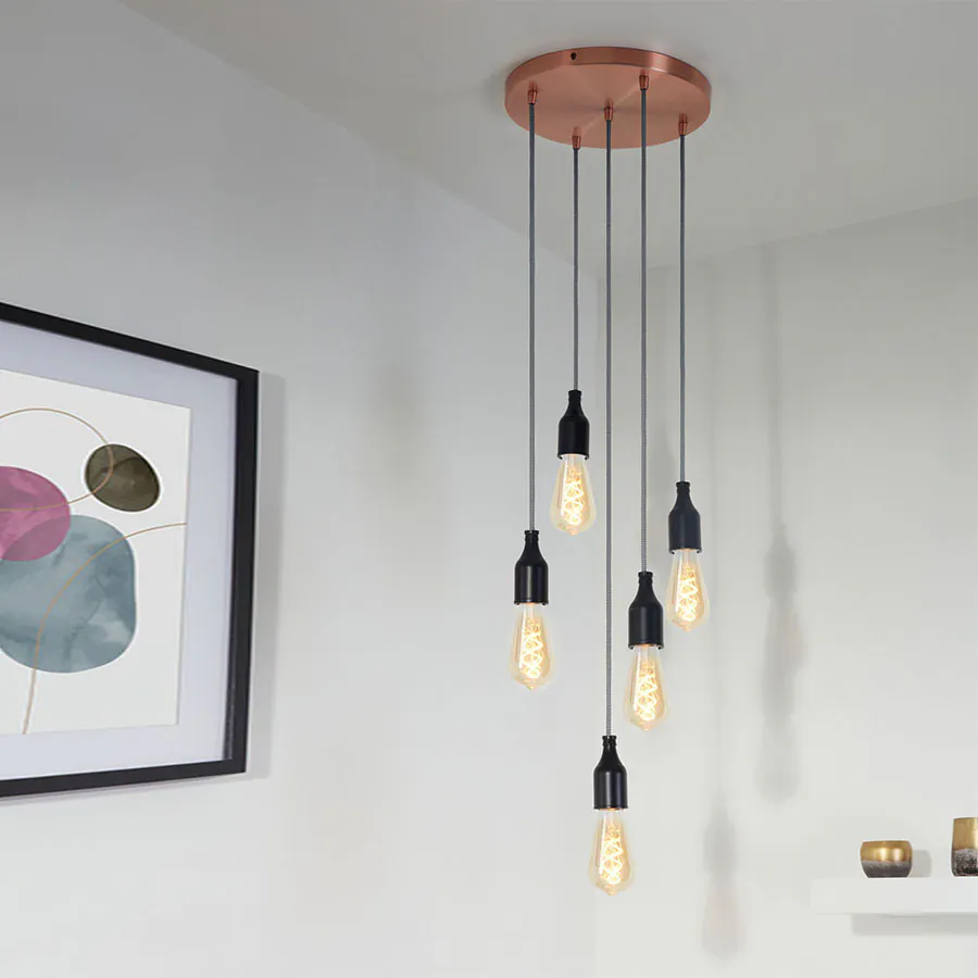 Lampen Baldachin Metall 5-fach Kupfer, Ø: 30 cm x H: 2,5 cm