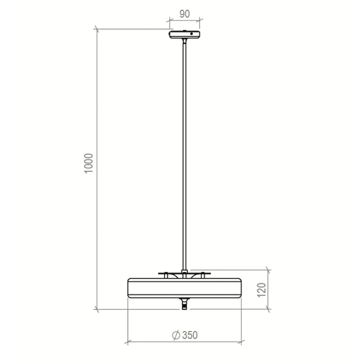 Technische Zeichnung Bert Frank Revolve Pendelleuchte, Ø: 35 cm, Schwarz, Messing gebürstet Technische Zeichnung Bert Frank Revolve Pendelleuchte, Ø: 35 cm, Rot, Messing poliert