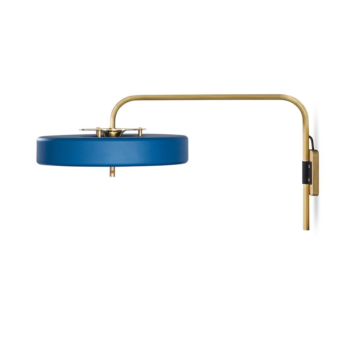 Perfekt für Flur oder Schlafzimmer: Bert Frank Revolve Wandlampe, T: 63 cm, Blau, Messing poliert aus poliertes Messing und gebürstetes Aluminium und Polycarbonat – atmosphärisches Licht