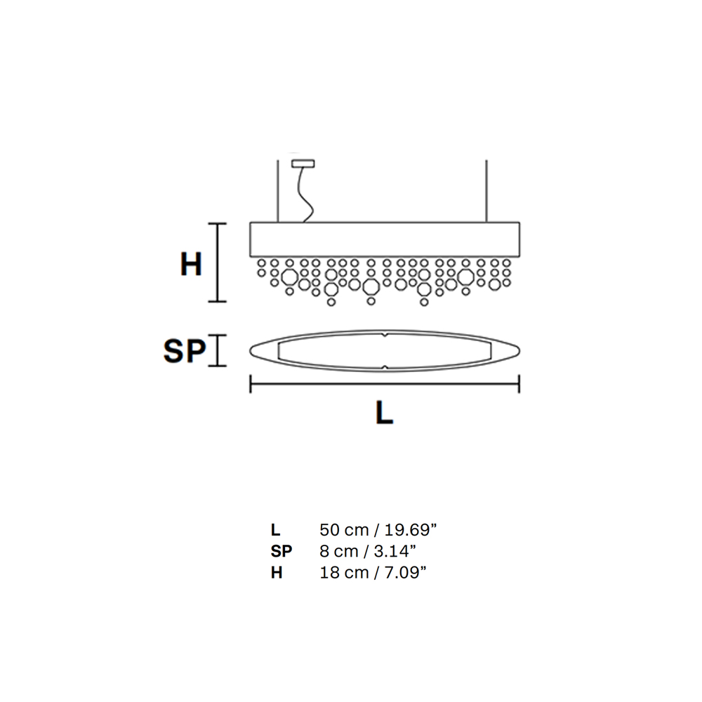 Olà S2 OV 50 Pendelleuchte, Weiß matt, L: 50 cm, LED-Modul
