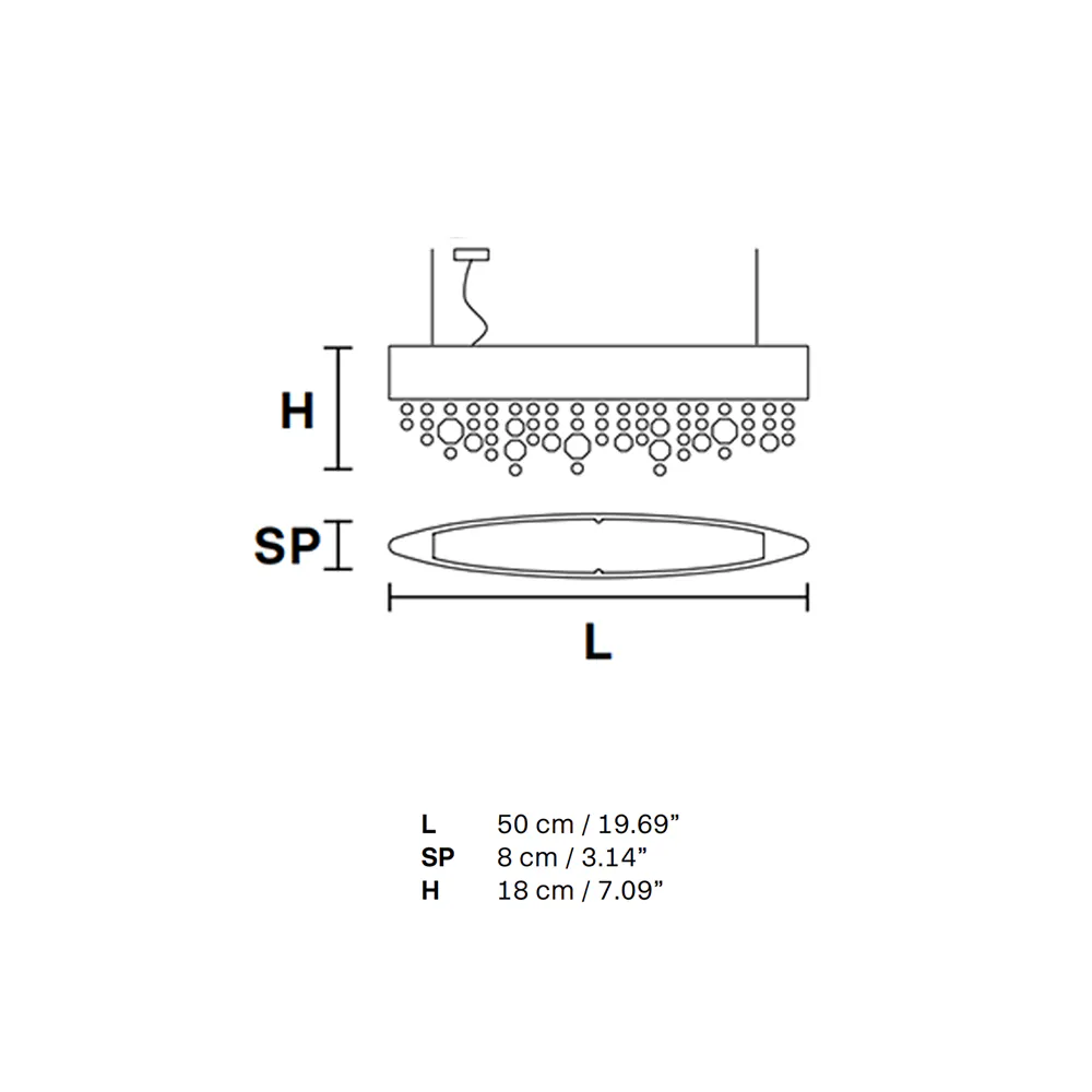 Olà S2 OV 50 Pendelleuchte, Weiß matt, L: 50 cm, LED-Modul