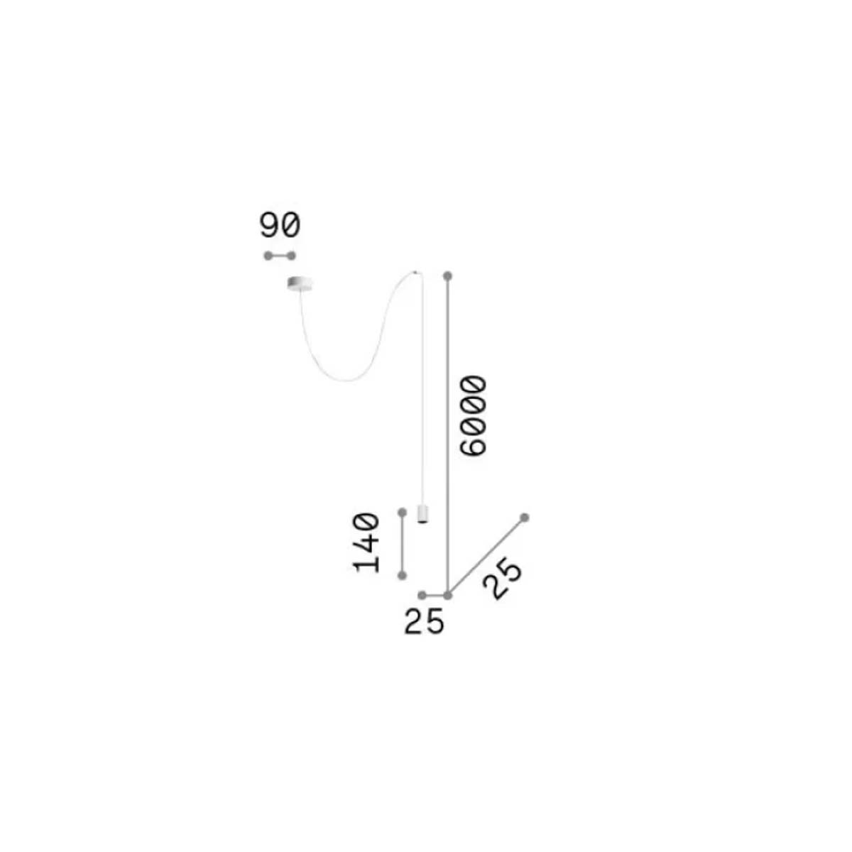 Archimede SP cilindro Pendelleuchte, Ø: 9 cm, Weiß, Zylinder